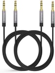 Câble Audio Auxiliaire de 3,5 mm (3,0 mètres, Lot de 2) Extra Long Câble audio stéréo Mâle vers Mâle pour les écouteurs Beats, iPhone, iPod, iPad, Autoradio, Chaîne Stéréo, etc. (Noir)