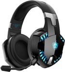 Casque de Jeu PS4 pour PS5, PC, Switch, G2000 Pro, Casque sans Fil Bluetooth pour téléphone Portable, avec Microphone Amovible avec réduction du Bruit, Son stéréo (Bleu)