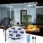 50M 500 led Solaire Guirlande lumineuse Noël IP44 8 modes décoration de fête Extérieur Intérieur Jardin pour Noël anniversaire mariage blanc Froid