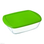 Pyrex Microwave Safe Classic Rectangular Glass Dish Vented Lid 1.6L - Green