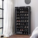 Armoires penderie tissu meuble de rangement chaussure noir 8828160cm étagère à chaussures à 9 niveaux