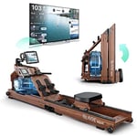 Bluefin Fitness Blade Aqua W-1 | Rameur à Eau électrique | 100% Bois de frêne | Rameur Pliable pour Usage à Domicile | Ecran LCD | Intégration de l'application Kinomap