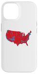 Coque pour iPhone 14 Red Wave Carte des États-Unis dans l'élection présidentielle de 2024