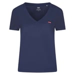 Tee-shirt avec un col v et des manches courtes FEMME Levi's® en coton bleu marine