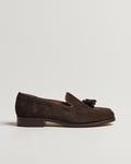 Sanders Finschley Suede Tassel Loafer Chocolate