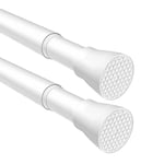 Extendable Curtain Poles 2Pcs Shower Curtain Rail 70-130cm Tension Rods for Curtains Shower Curtain Rod Shower Pole Tension Rod Curtain Pole No Drilling Net Curtain Rod White Diameter:22mm