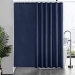 Furlinic Rideau de Douche Anti Moisissure Tissu en Polyester Imperméable Bleu Marine Rideaux de Douche Textile Lavable pour Baignoire ou la Salle de Bain Extra Long 244x200cm avec 16 Anneaux.