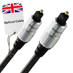 Cable Mountain Optical Cable 1M HQ – SPDIF Digital Optical Audio Cable | TOSLINK to TOSLINK 24K Gold Plated Pins with Metal Casing Lead for Soundbar, Smart Tv and Home Theater - Black