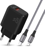 Chargeur Iphone , Câble Lightning De 2m Avec Prise Usb C 20w, Adaptateur Secteur Rapide Pd Et Qc3.0 Avec Câble Tressé En Nylon, Compatible Avec Iphone 14/13/12/11/Pro/Max/Se/Xr/Xs/X/8, Ipad.[F408]