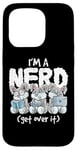 Coque pour iPhone 15 Pro Bunny I'm A Nerd Get Over It Nerdy Geek Rabbit Reading Gamer