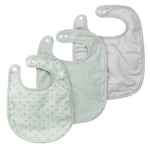 roba Set de 3 Bavoirs Naissance Bébé en Coton Bio "Lil Planet" Ajustable - 23 x 30 cm - Certifié Gots - Bouton-Pression - Vert/Gris