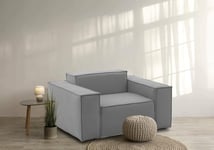 Talamo Italia - Fauteuil Cristiana, Fauteuil de salon, 100% Made in Italy, Fauteuil relaxant en tissu rembourré, 160x95h70 cm, Gris