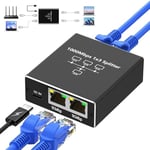 Loydia Ethernet Splitter 1 to 3, Gigabit Ethernet Switch, 1000Mbps RJ45 Network Switch Network Splitter with USB-C Power Cable for Computer, Laptop, Hub, Switch, Router, Set-Top Box, Digital TV, etc