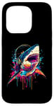 iPhone 15 Pro Great White Shark Lovers Pop Art Headphones Funny Shark Case