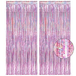 GREATRIL Rideau à Paillettes Roses – Rideaux à Franges en Feuilles Pastel pour décoration de fête, arrière-Plan pour Licorne, sirène, fée, Princesse, Anniversaire, école, fête Scolaire