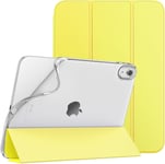 Coque Compatible Avec Ipad 10ème Génération 10,9 Pouces 2022, Mince Étui Trifold En Tpu Souple Translucide Avec Réveil/Sommeil Auto Pour Ipad 10, Jaune Citron