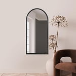 MirrorOutlet The Arcus Miroir Mural Moderne arqué avec Cadre en métal Noir 120 x 60 cm Cadre 2 cm de Large et 3 cm de Profondeur