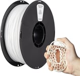 95A TPU Filament 1,75mm,Filament TPU flexible pour imprimante 3D,Haute Ténacité et Flexibilité,Précision Dimensionnelle+/-0,05mm,1kg(2,2lbs),Blanc