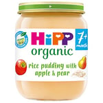 HiPP Organic Rice Pudding with Apple & Pear Baby Food Jar 7+ Months 160g (Pack of 6)