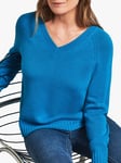 Pure Collection Cashmere Raglan V-Neck Sweater, Blue Jewel