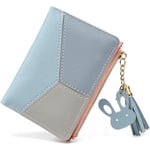 Liten plånbok för kvinnor, tofsar PU-läder mynt dragkedja ficka plånbok för flickor med kaninformade metall tofsar hänge plånbok