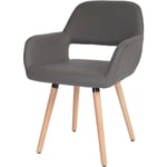 Mendler - Chaise de salle à manger HWC-A50 ii, fauteuil, design rétro des années 50 - similicuir, gris