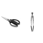 OXO Good Grips Kitchen & Herb Stainless Steel Scissors & Good Grips 22.8 cm Tongs with Silicone Heads, Black