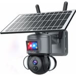 Camera Solaire Exterieur WiFi sans Fil 2K 4MP Smart Caméra PTZ 360° avec Batterie 12000mAh Détection PIR Audio Bidirectionnel Alarme de Lumière Rouge