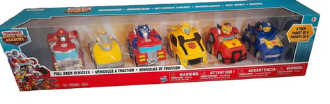 Transformers Rescue Bots Academy Vehicles Pull Back Cars 6 Pack Optimus,Bumble