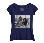 T-Shirt Femme Col Echancré John Lennon Yoko Ono Vintage Fleur 70's