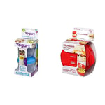 Sistema Yogurt to Go Round Containers, 150 ml - Pack of 2 & Microwave Egg Cooker Easy Eggs, 270 ml - Red