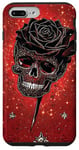 iPhone 7 Plus/8 Plus Black Rose and Skull on Red Canvas Case