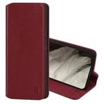 32nd Classic Series 2.0 - Real Leather Book Wallet Flip Case Cover For Google Pixel 8, With RFID Blocking Card Slot, Magnetic Closure and Built In Stand - Burgundy