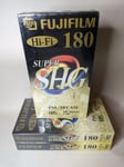 3 x FUJI Super SHG E-180 Hi-Fi Blank VHS Cassette Tapes - New & Sealed