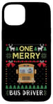 Coque pour iPhone 15 Plus Pull de Noël « One Merry Bus Driver »