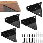 4 Pièces Support Etagere Flottante Invisible, Support Triangle pour Etagere Murale 80 x 100 mm, équerre pour étagère Noirs avec Vis pour étagère Flottante, étagères en Bois