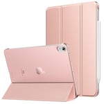 MoKo Case for iPad Air 5th Generation 2022/ iPad Air 4th Generation 2020 10.9 Inch, Trifold Stand Cover with Hard PC Back, Support Touch ID, iPad 2nd Pencil Charging, Auto Wake/Sleep,Rose Gold