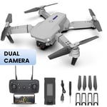 Grey Dual Cam Drones avec Caméra 4k HD UAV Photographie Aérienne Double Caméra Pliage Avion E88 Télécommande Hauteur Fixe Quadcopter ""Nipseyteko