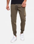 Threadbare Mens 'Stefan' Cargo Style Joggers - Khaki Cotton - Size Small