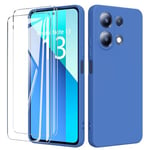 binandteam Coque pour Xiaomi Redmi Note 13 4G (6.67") avec 2 Verre Trempé Protection écran,Silicone Liquide TPU Ultra Premium Antichoc Housse pour Xiaomi Redmi Note 13 4G - Bleu