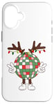 iPhone 16 Plus Christmas disco ball with antlers, peace sign, reindeer Case