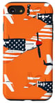 Coque pour iPhone SE (2020) / 7 / 8 Drapeau américain minimaliste orange tropical P-51 Mustang de la Seconde Guerre mondiale