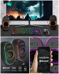 Enceintes PC Bluetooth 5.1 PC haut-parleur 2.0 Alimenté USB JACK 3.5 mm Mâle 12W LED RGB Contrôle du Volume