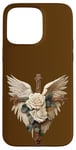 Coque pour iPhone 15 Pro Max White Roses Christian Women Accessories For Mom Dove Wings