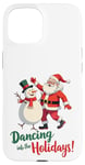 Coque pour iPhone 15 Dancing into the Holidays Père Noël Bonhomme de neige Cadeau Homme Femme