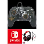 Manette filaire SWITCH ZELDA Battle-Ready Link Officielle Nintendo avec Câble USB détachable + CASQUE SWITCH ROUGE NOIR