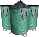 Lot de 3 Sac de Jardin Pop up de Grande Capacité en Polyéthylène avec Poignées Seau Yard Feuille Sacs de déchets Jardin Ultra Résistants Pliable Poubelle de jardin Robuste Vert