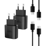 FasChageek Chargeur Rapide USB C pour Samsung 25W Chargeur de Téléphone Android Lot de 2 Chargeur Mural Câble de 2M Charge Rapide pour Samsung Galaxy S23 Ultra, S23+/S23/S22/S21/S20/Note 20/Note 10