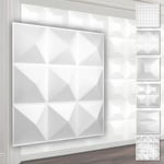 Panneaux muraux 3D en plastique pvc - revêtement mural blanc avec aspect 3D - motifs pyramidaux: 2 m² 8 panneaux, HD004