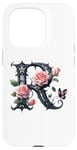 Coque pour iPhone 15 Pro Letter R Initial Floral Monogram Rose Pink Flower Butterfly